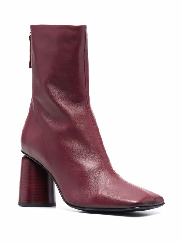 red square toe ankle boots