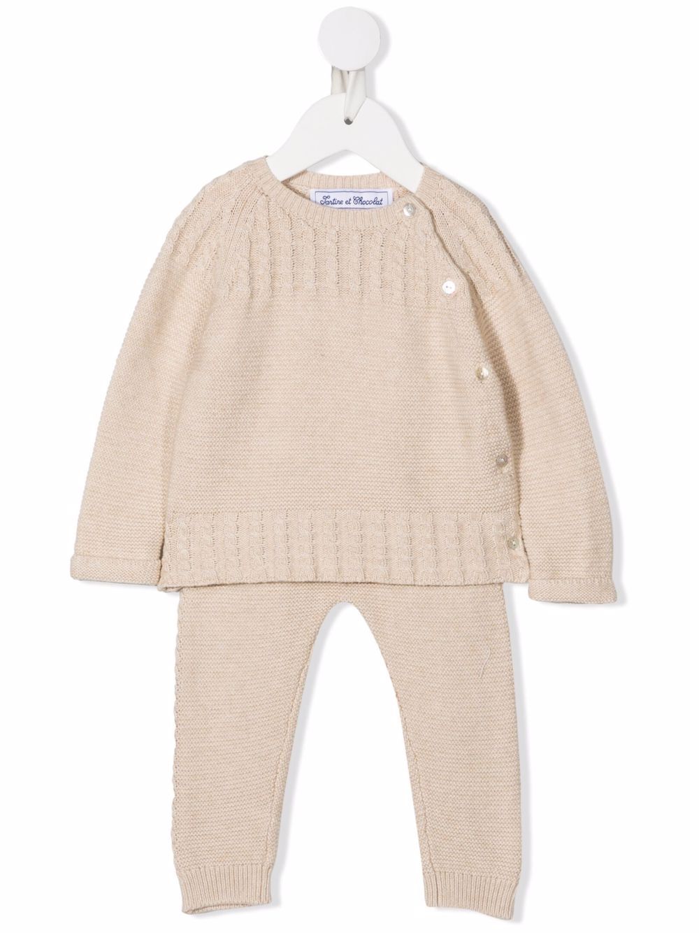 Tartine Et Chocolat buttoned-up knitted tracksuit set - Neutrals