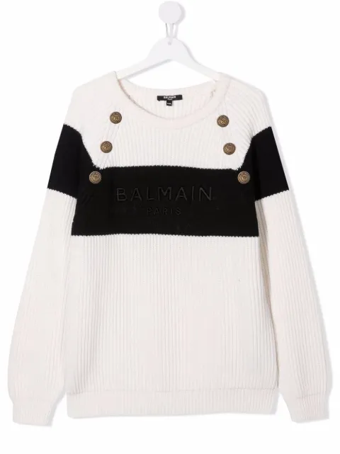 Balmain Kids كنزة مطرزة بشعار الماركة