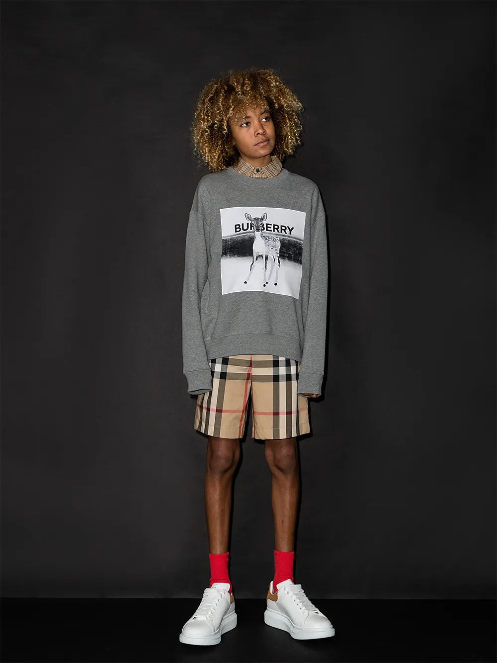 BURBERRY TEEN LOGO DEER-PRINT SWEATSHIRT