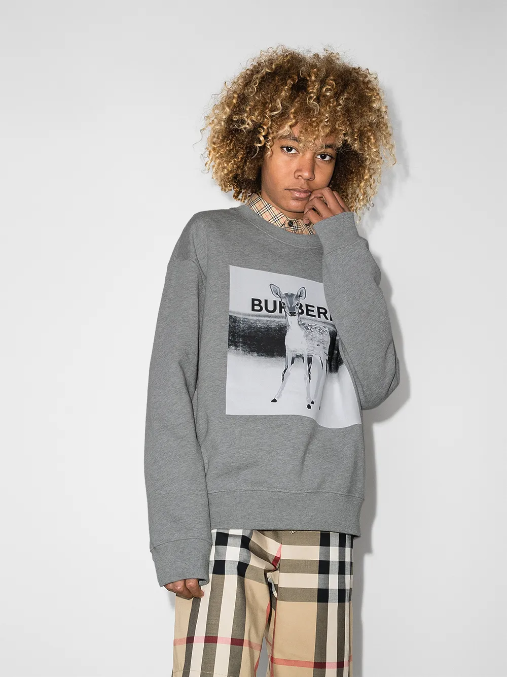 BURBERRY TEEN LOGO DEER-PRINT SWEATSHIRT