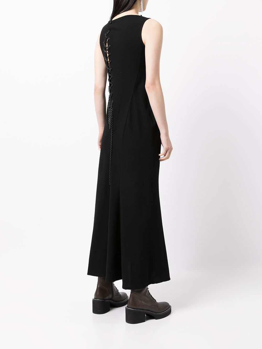 Shop Yohji Yamamoto Chain Lace-up Dress In Black