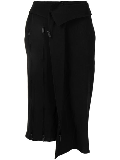 Yohji Yamamoto asymmetric zip detail skirt