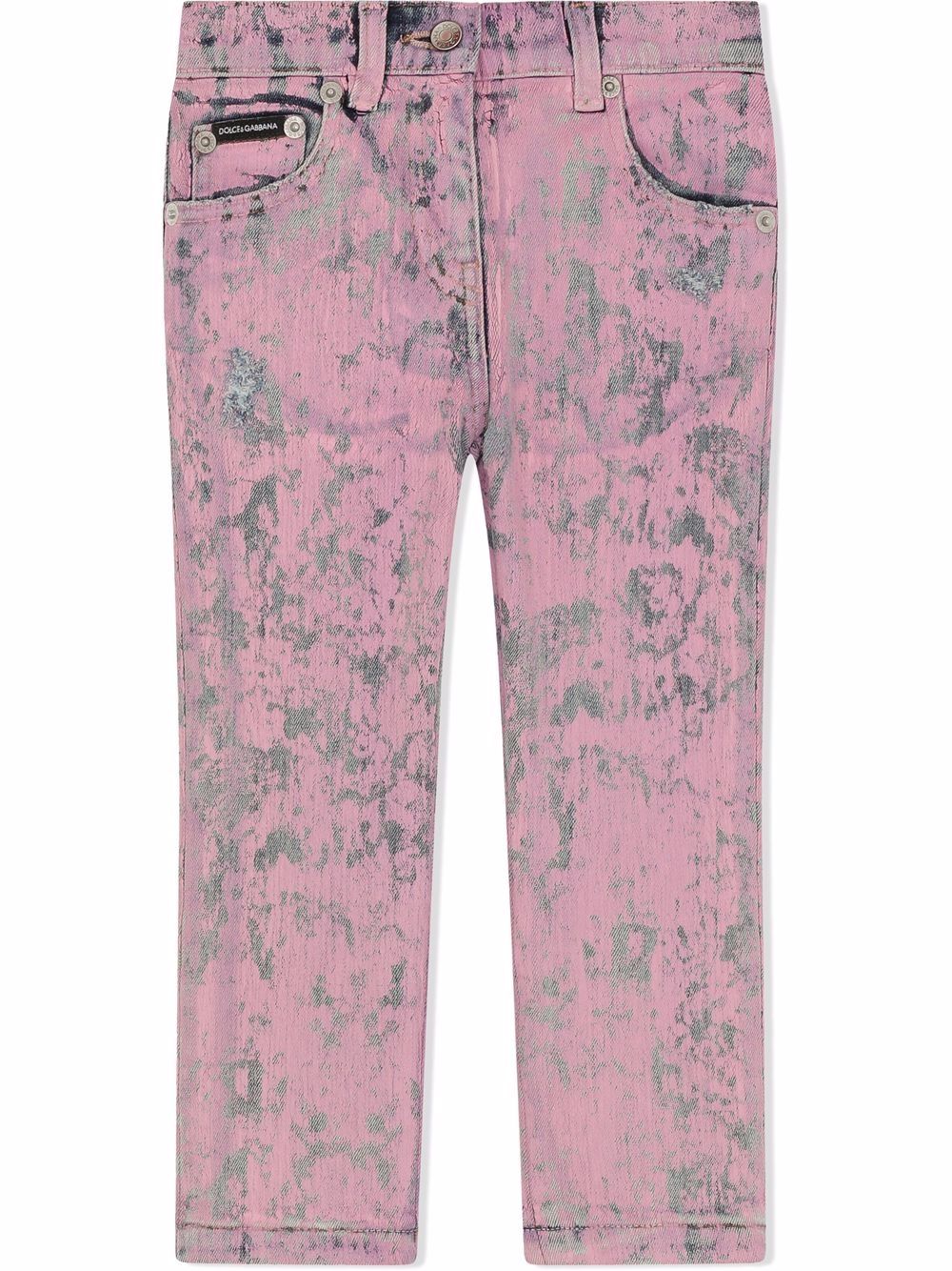 Dolce & Gabbana Kids coated acid wash jeans - Pink