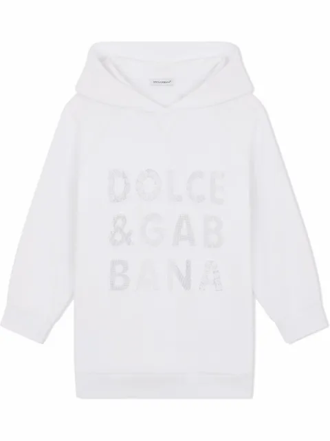 Dolce & Gabbana Kids openwork-logo hoodie dress