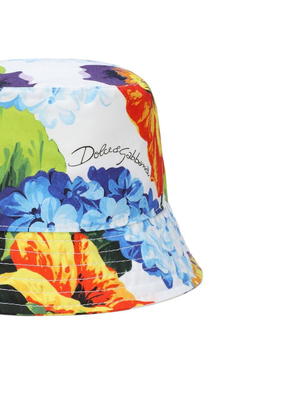 Dolce & Gabbana Kids floral print bucket hat - White