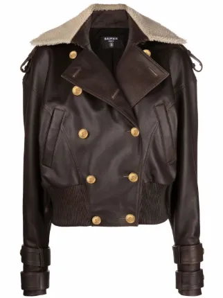 Balmain double-breasted Leather Bomber 