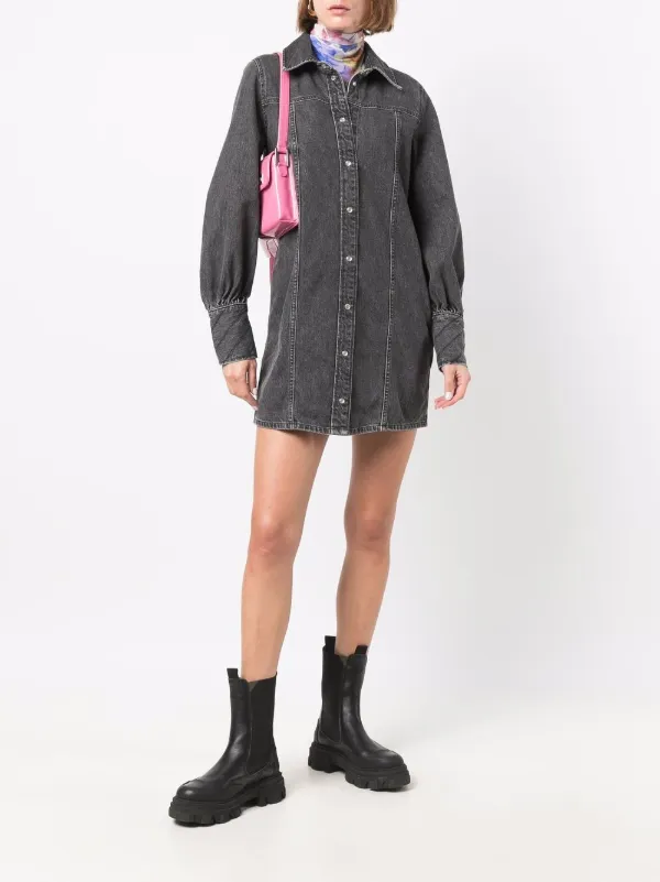 GANNI Mini Denim Shirt Dress - Farfetch
