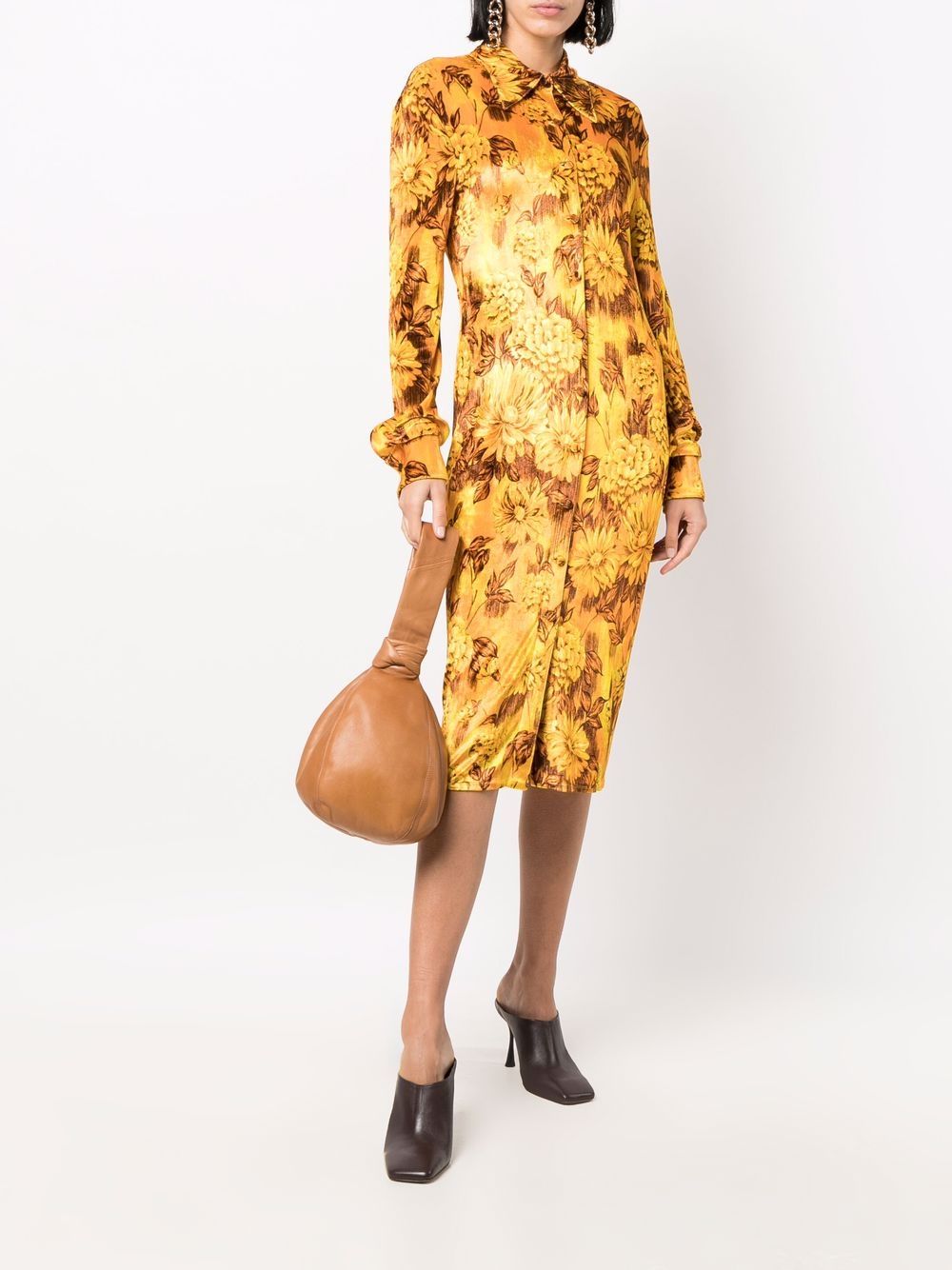фото Kwaidan editions платье-рубашка с цветочным принтом