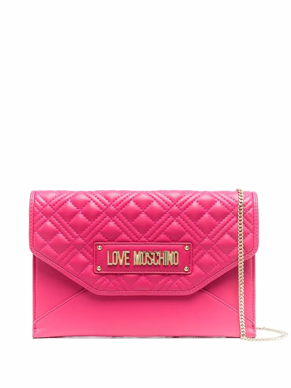 

Love Moschino quilted-panel envelope clutch - Pink