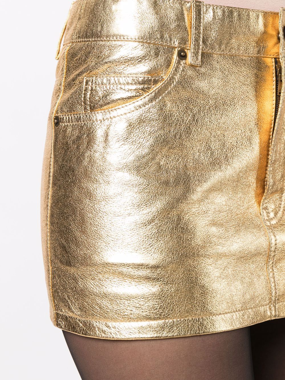фото Saint laurent кожаная юбка мини с эффектом металлик