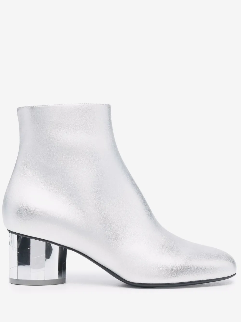 Mirrored heel leather ankle boots