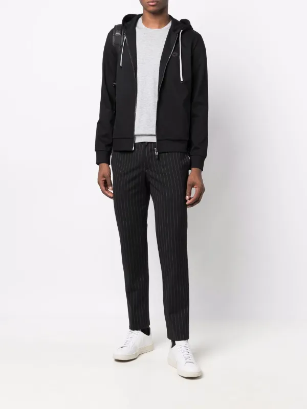 Emporio Armani logo-patch zip-up Hoodie | Black | FARFETCH CA