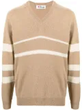 Pringle of Scotland stripe-pattern V-neck sweater - Brown