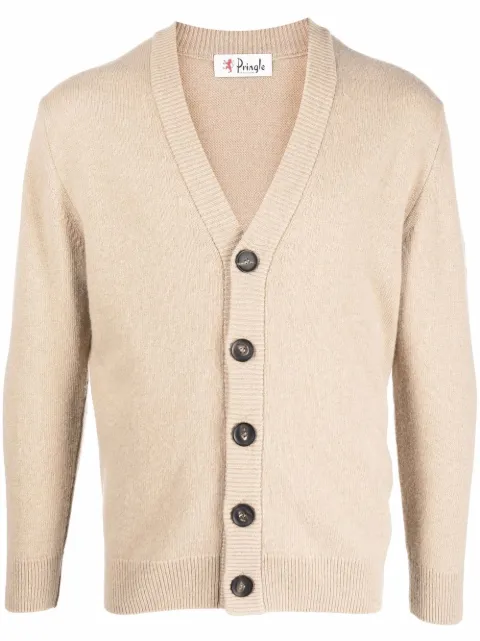 Pringle of Scotland logo-embroidered knitted V-neck cardigan