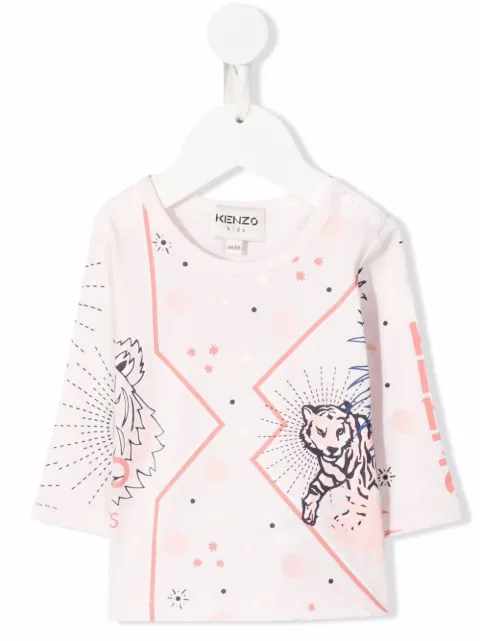 Kenzo Kids Tiger-motif print organic cotton T-shirt