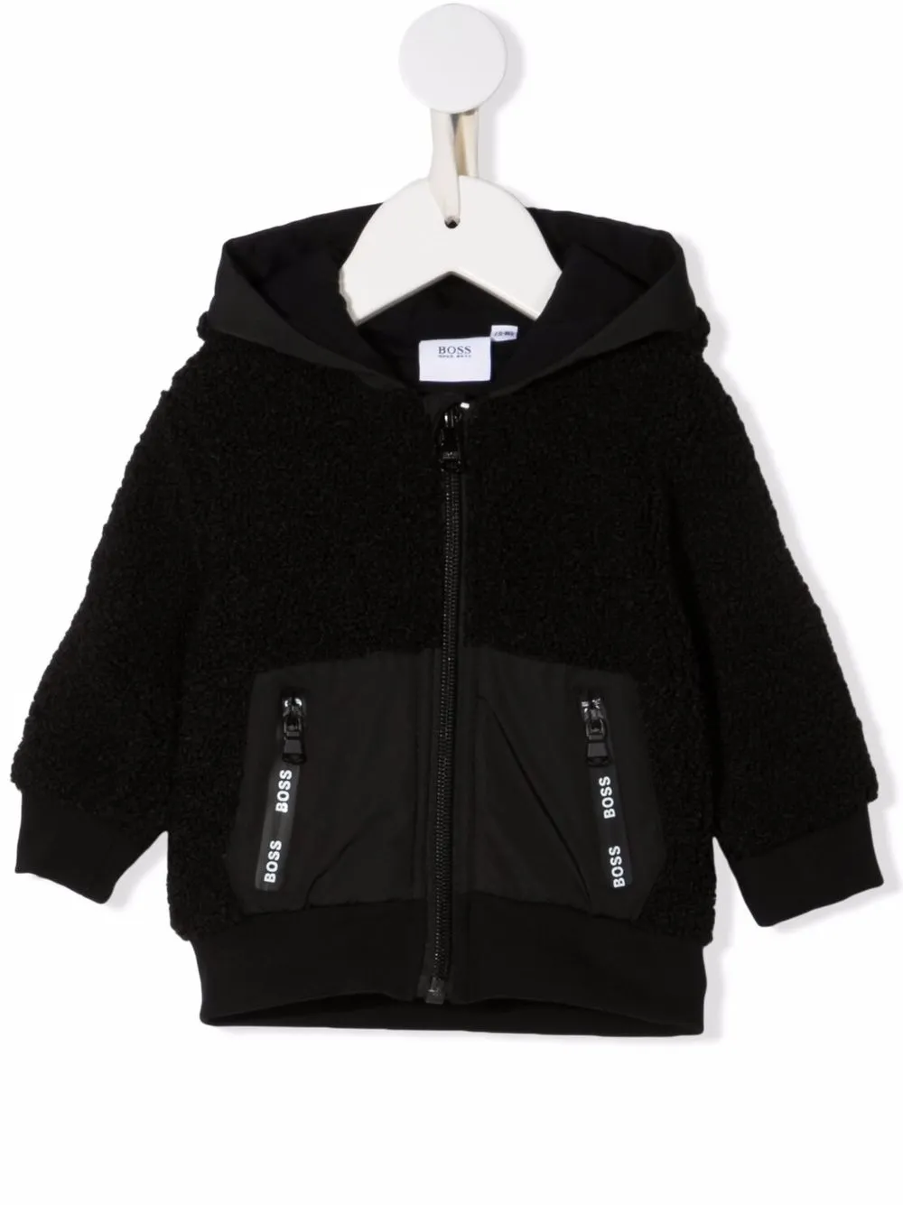 

BOSS Kidswear chamarra con capucha y franja del logo - Negro