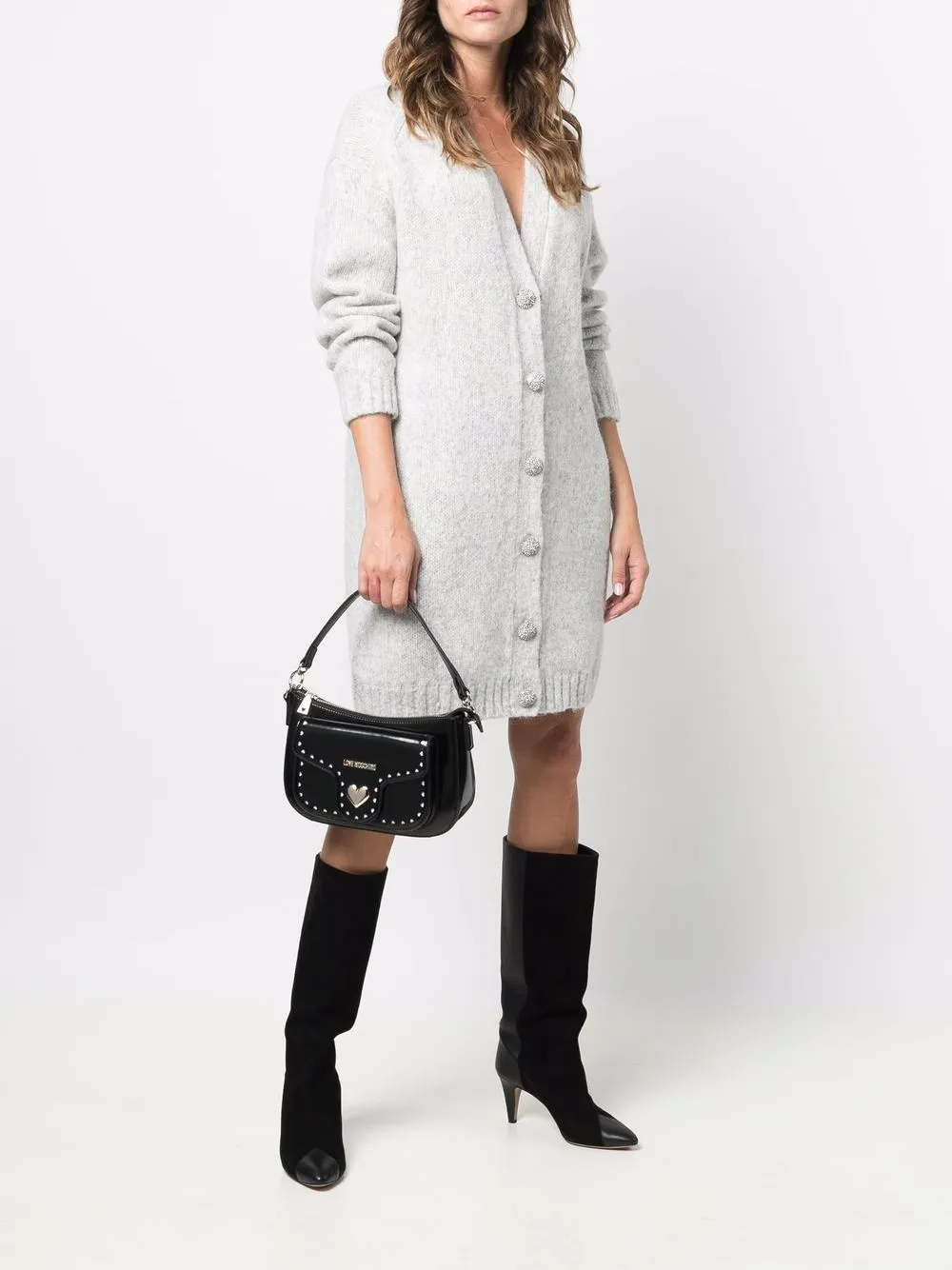 Love Moschino Glanzende schoudertas - Zwart