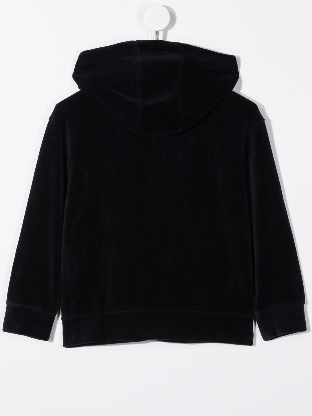 Shop Emporio Armani Velour Hooded Jacket In 蓝色