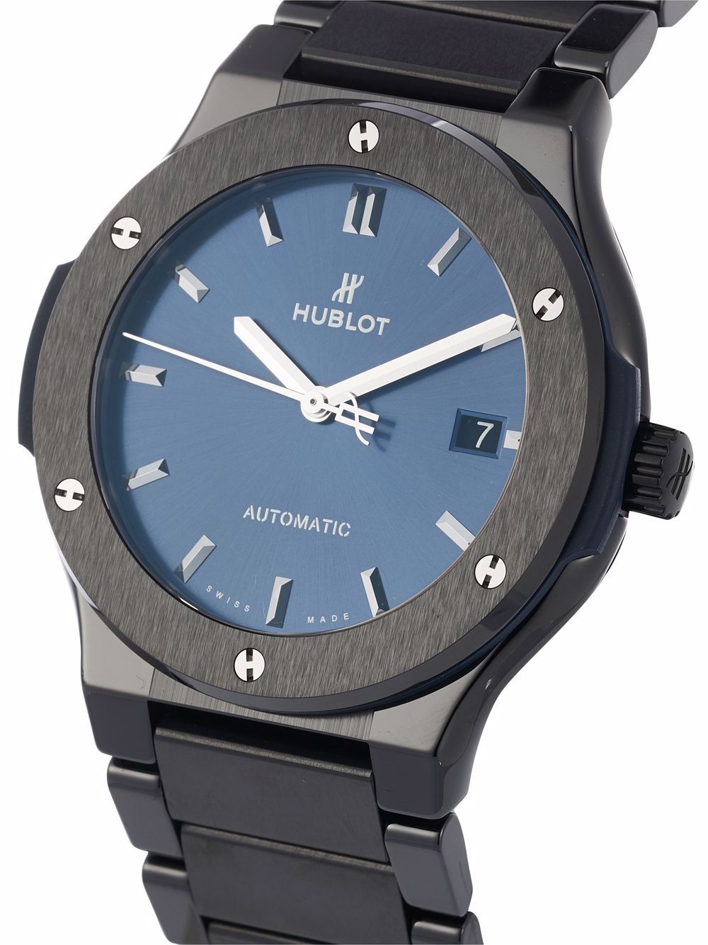 фото Hublot наручные часы classic fusion ceramic blue pre-owned 45 мм 2021-го года