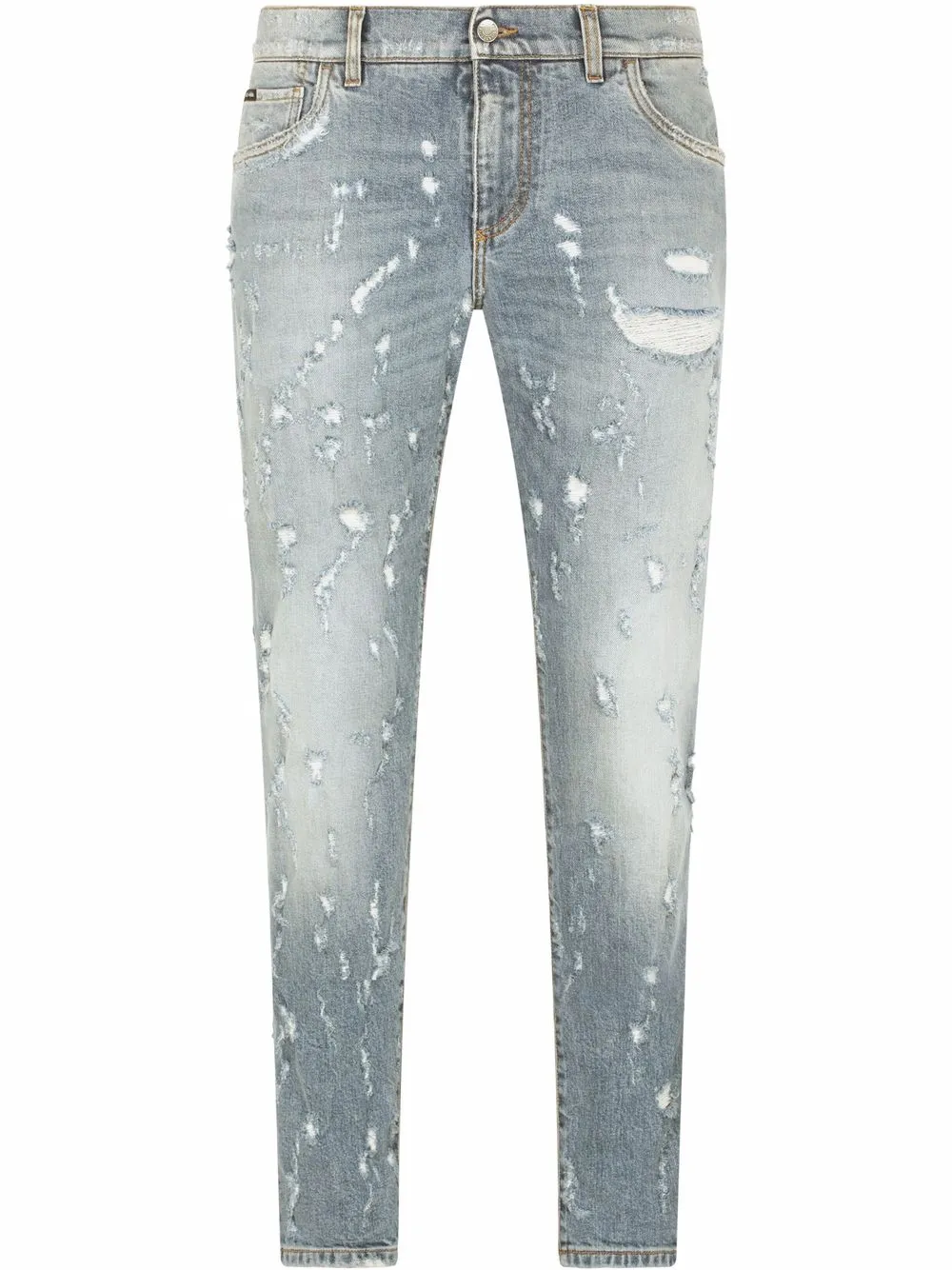 mid-rise distressed straight leg jeans