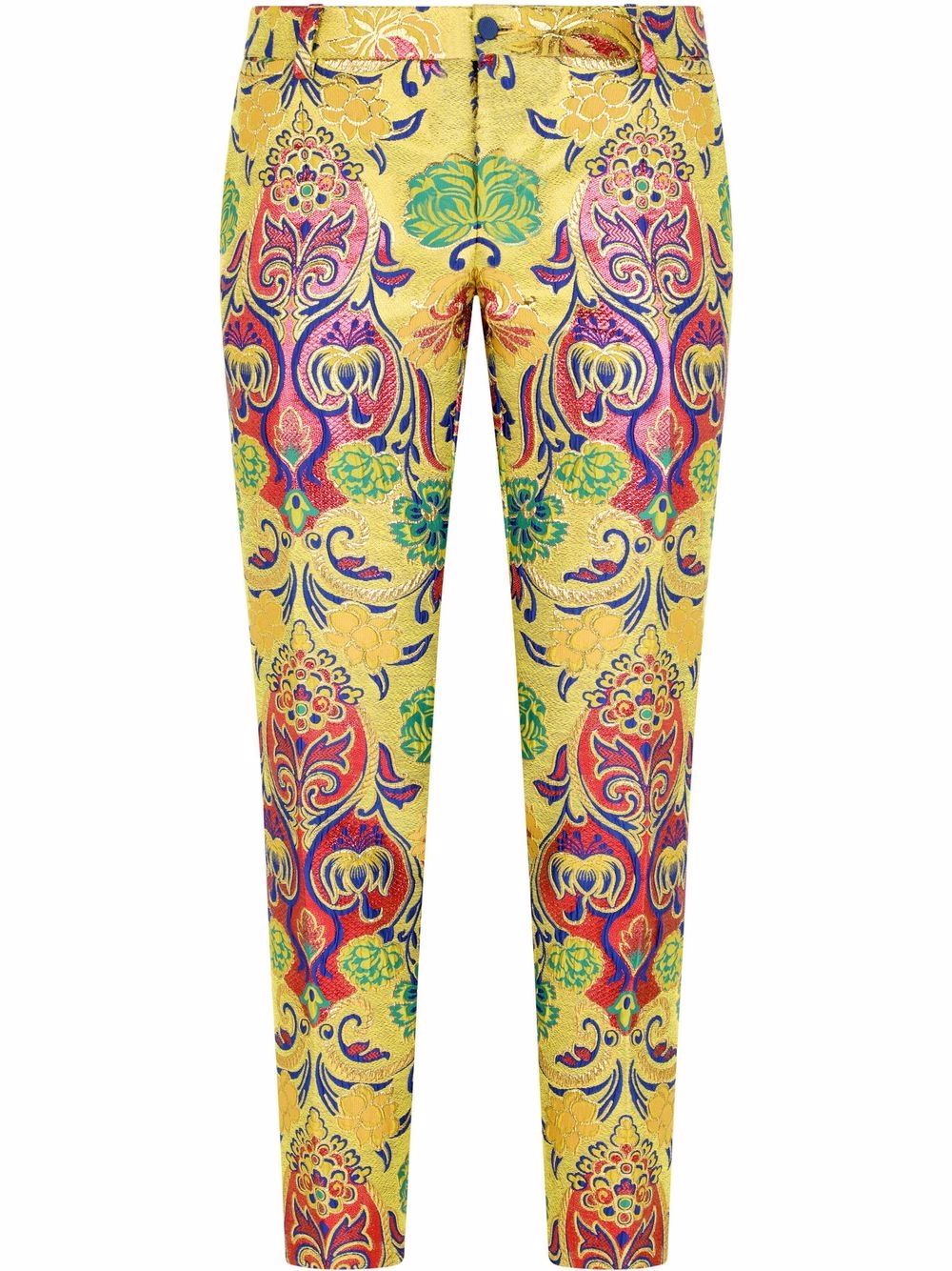 dolce & gabbana pantalon de costume à motif jacquard - jaune