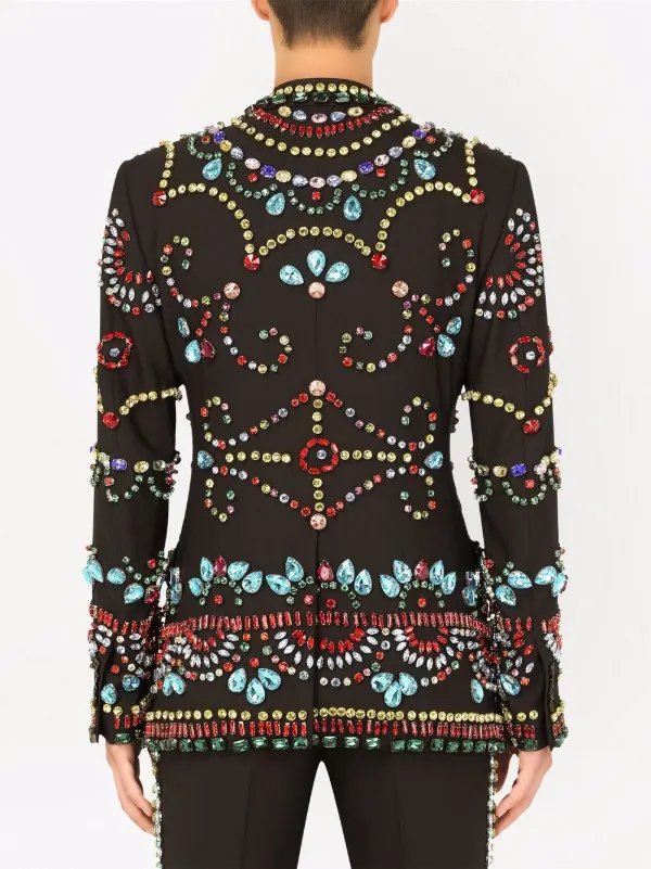 【VIP価格】DOLCE & GABBANA Enchanted Sicily Crystal Jacket DOLCE & GABBANA Jacket Blazer Black Gold Jacquard Coat IT40