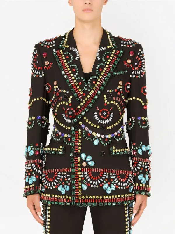 Dolce Gabbana Sicilia fit Embellished double breasted Blazer