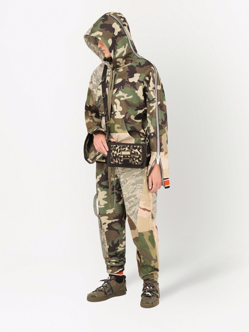 Shop Dolce & Gabbana patchwork camouflage-print hoodie with Express ...