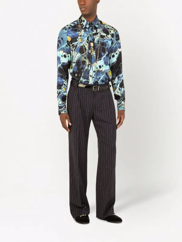 Dolce & Gabbana Pinstripe Straight Leg Trousers | Black