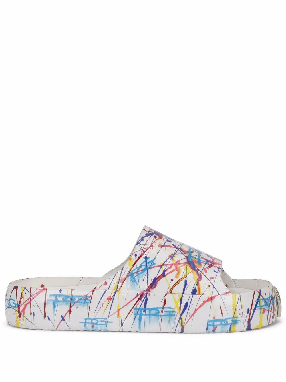 Dolce & Gabbana paint-splatter Platform Slides - Farfetch