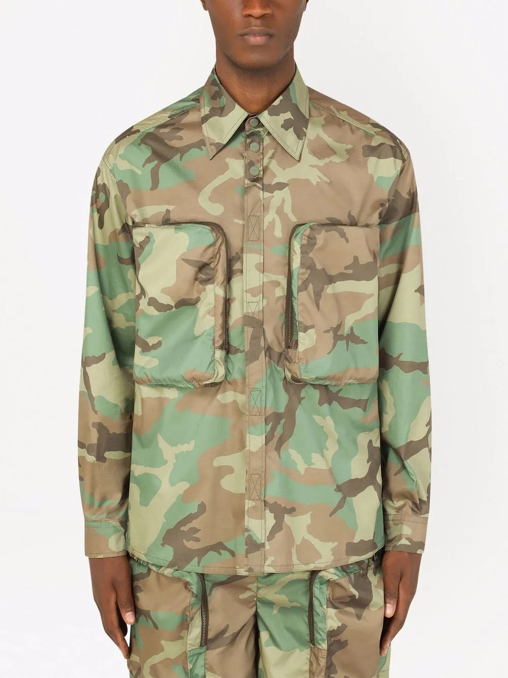 Shop Dolce & Gabbana Camouflage-print Shirt In Green