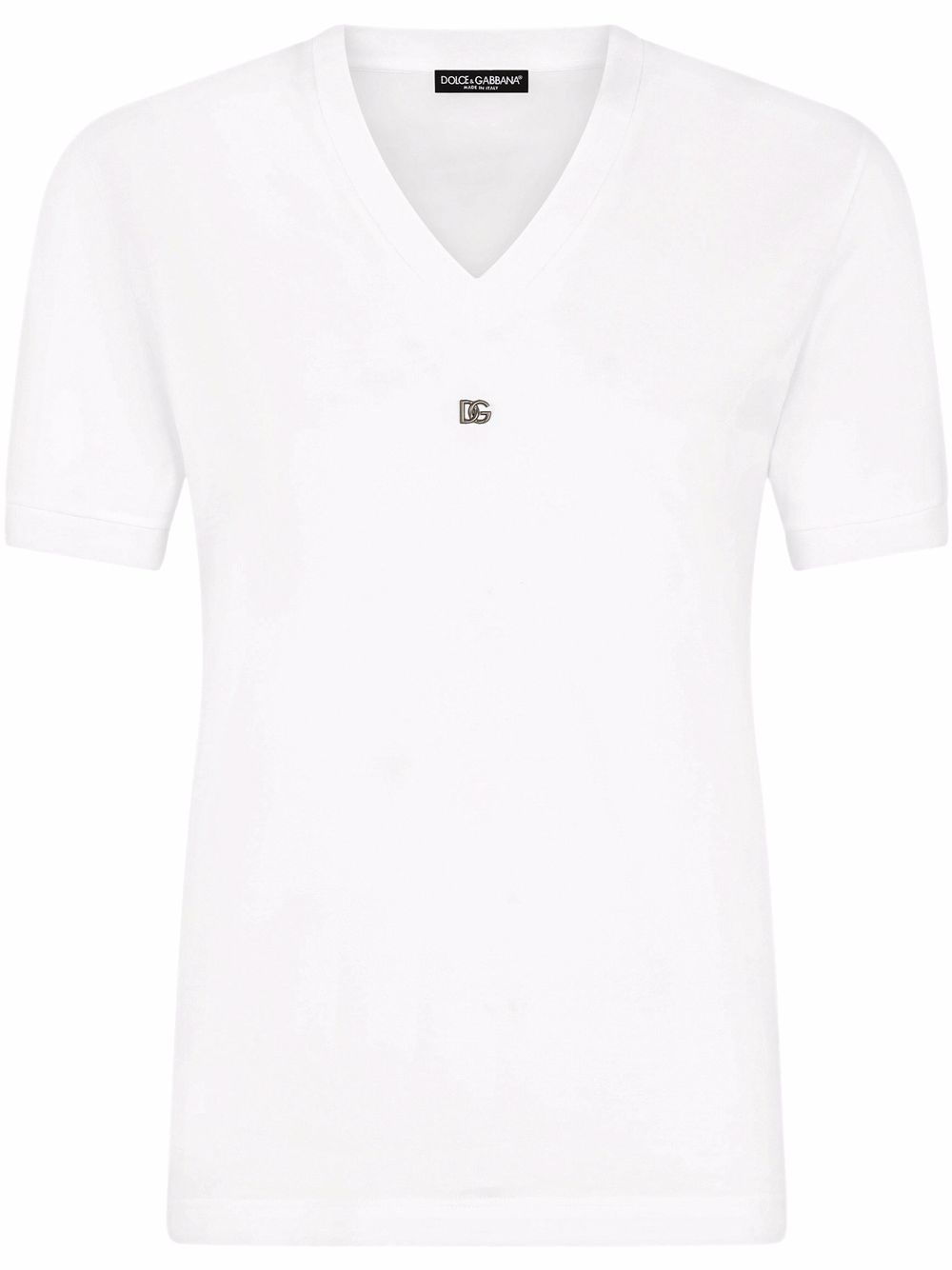 

Dolce & Gabbana DG plaque V-neck T-shirt - White