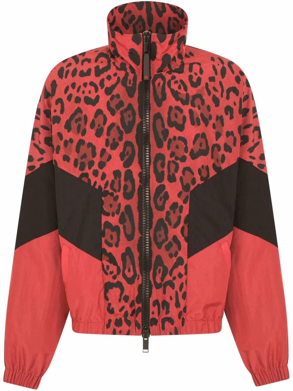 leopard-print panelled zip jacket