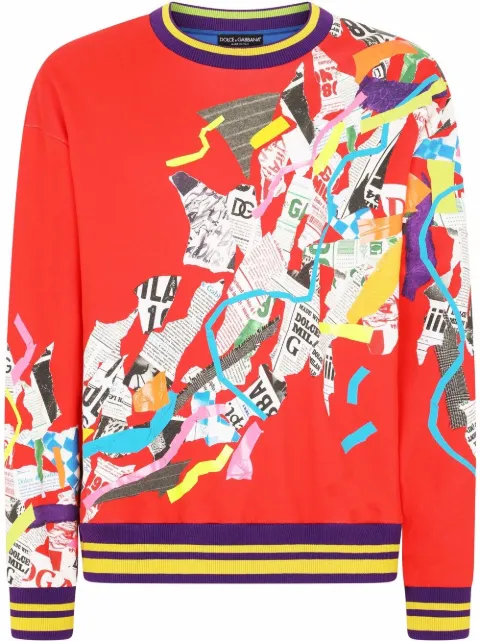 Dolce & Gabbana patchwork-print crewneck sweatshirt