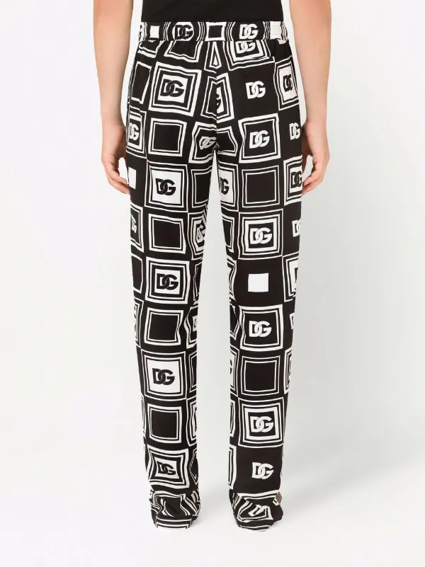 Gabbana logo-print Silk Trousers - Farfetch