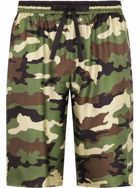 Dolce & Gabbana camouflage silk drawstring-waist shorts