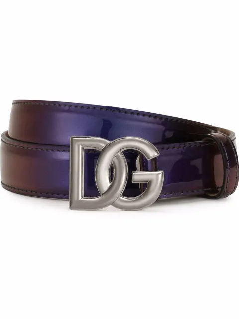 logo-buckle leather belt
