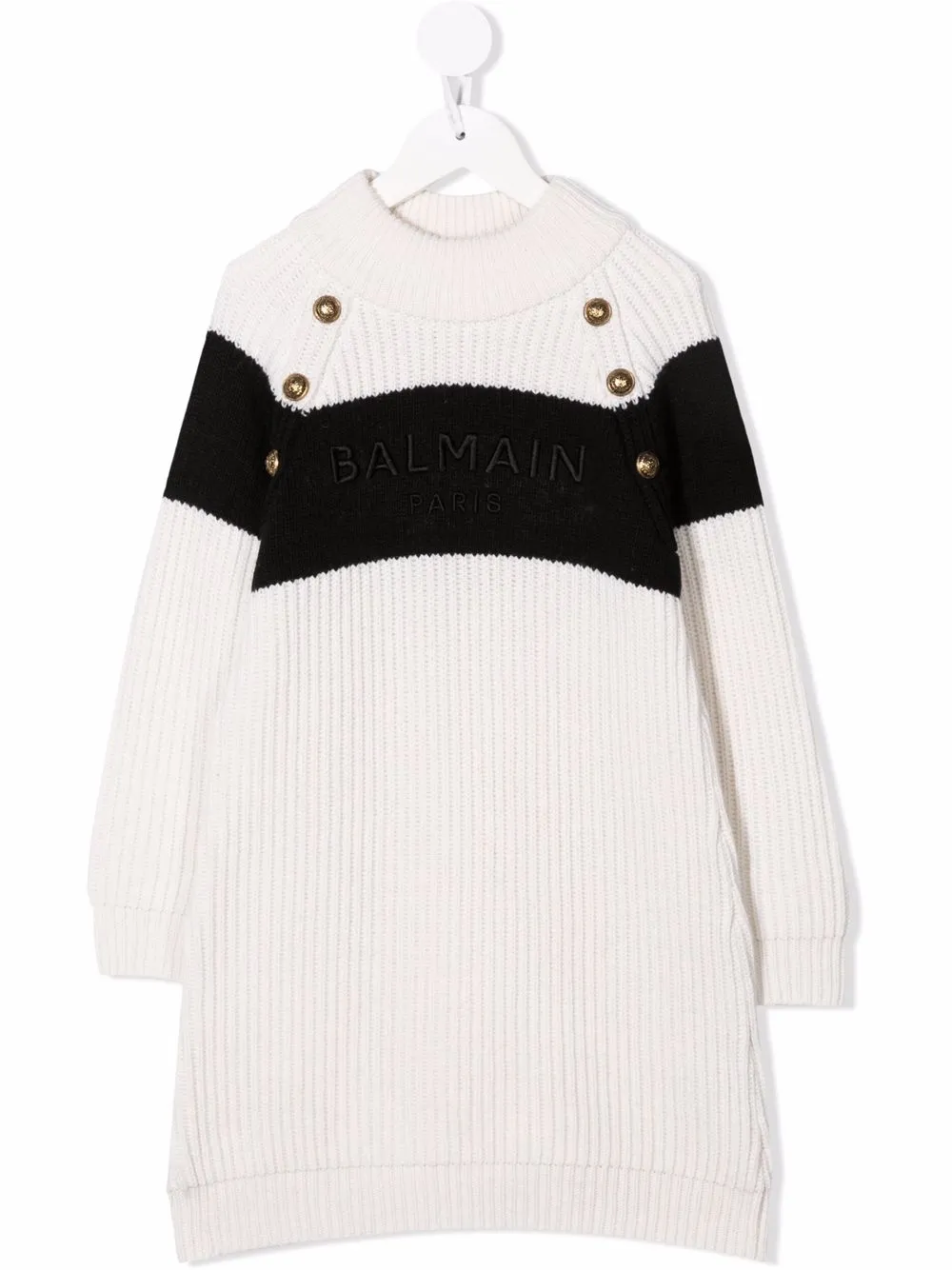 фото Balmain kids трикотажное платье с вышитым логотипом