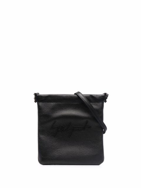 Discord Yohji Yamamoto logo-embroidered leather crossbody bag