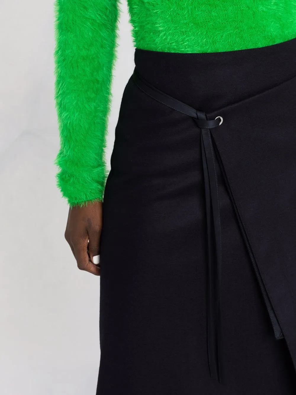 Shop Jil Sander Tie-waist Wool Wrap Skirt In Schwarz