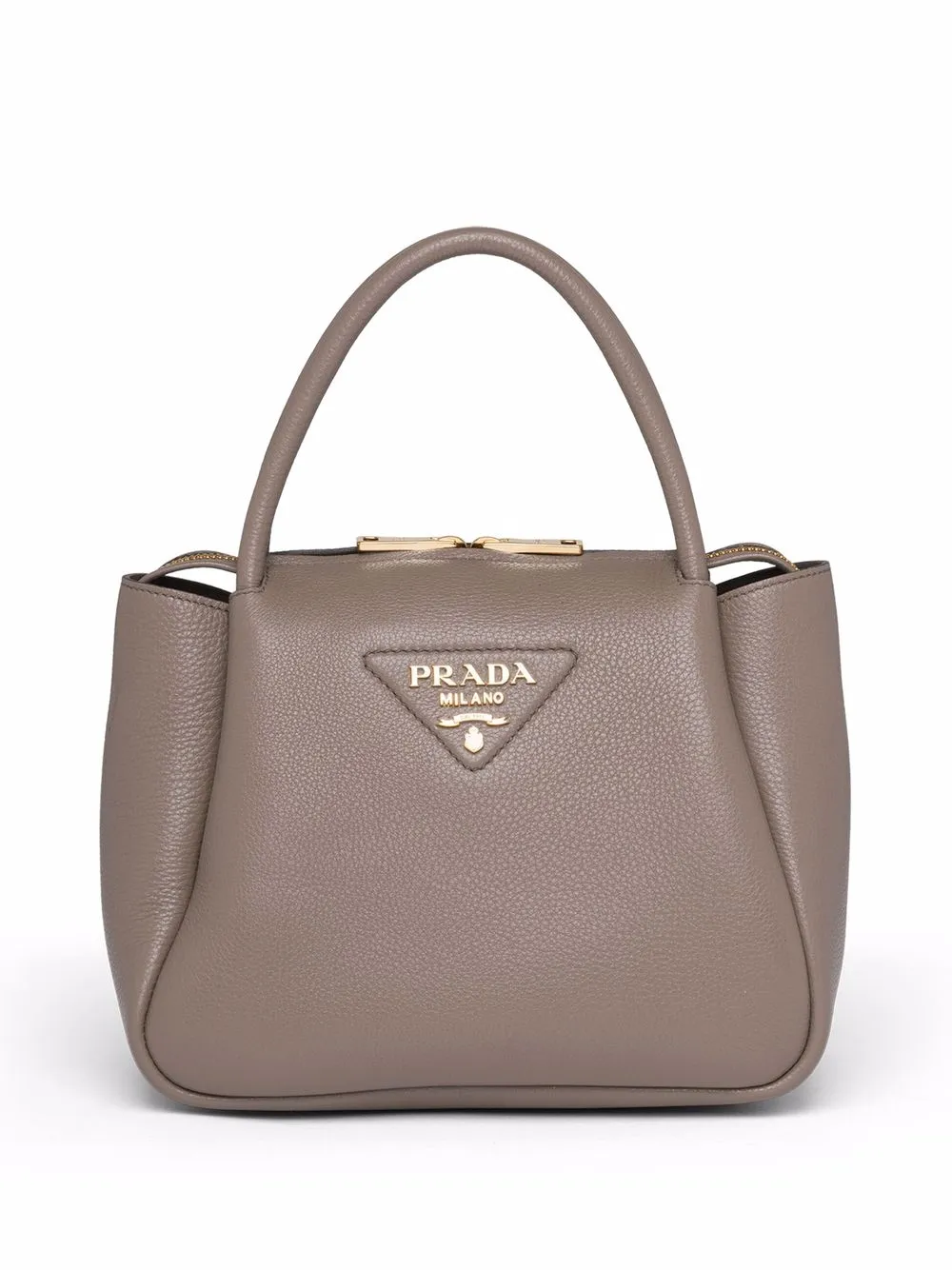 

Prada tote pequeño con placa del logo - Gris