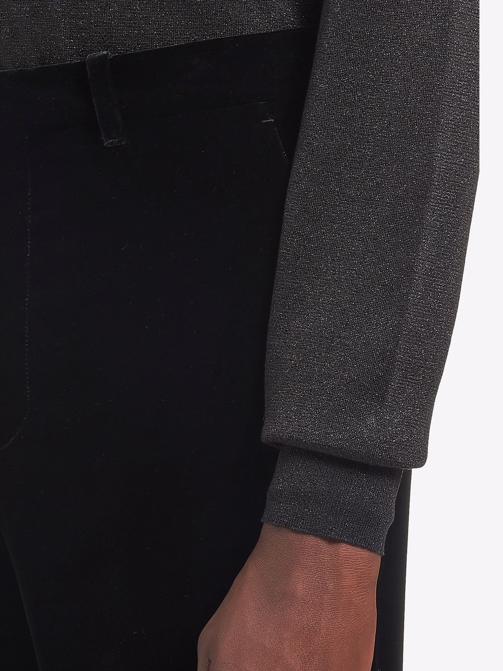 Shop Prada Cropped Velvet Trousers In Black
