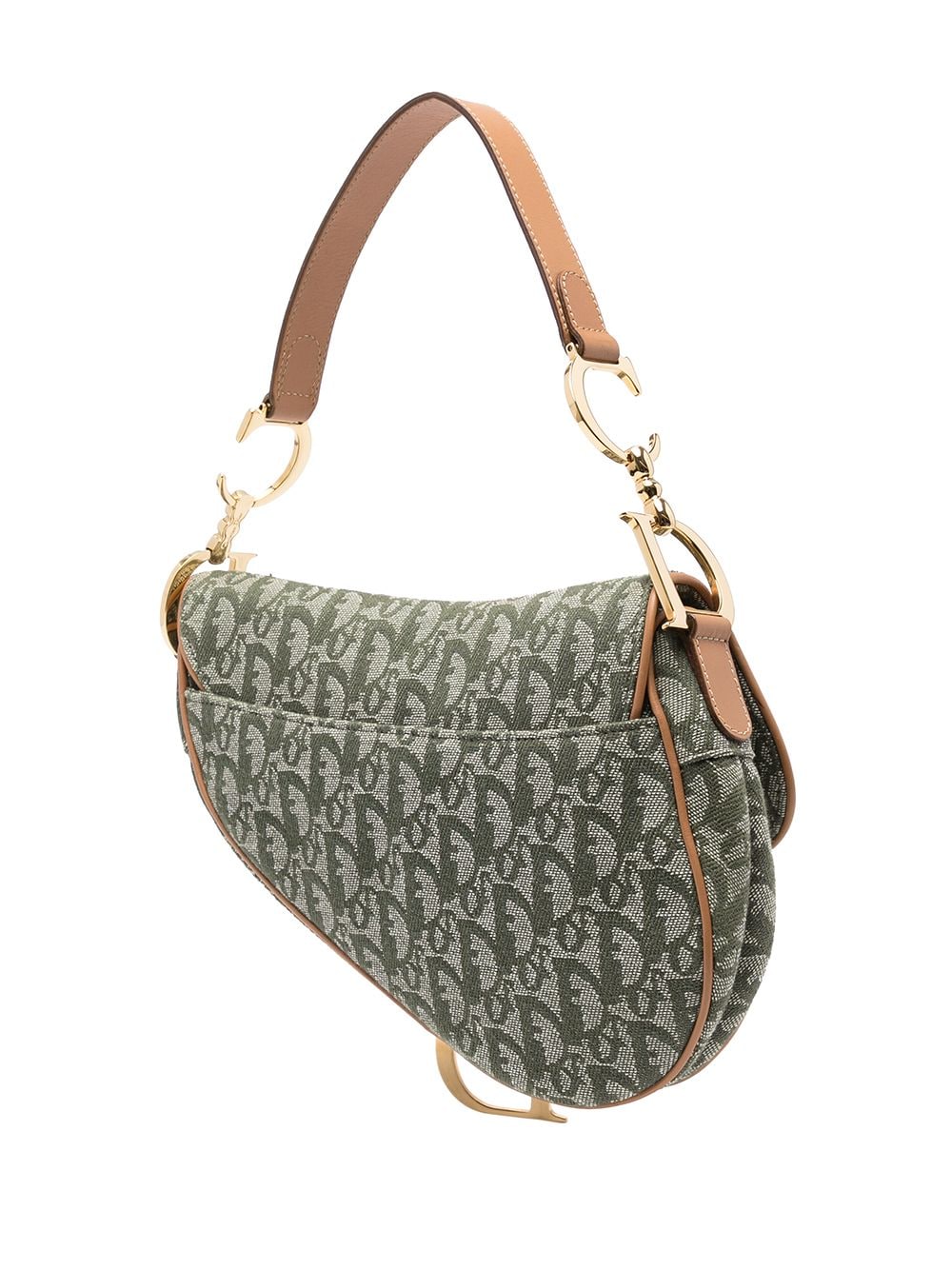 Christian-Dior-Trotter-Saddle-Bag-Shoulder-Bag-Canvas-Green