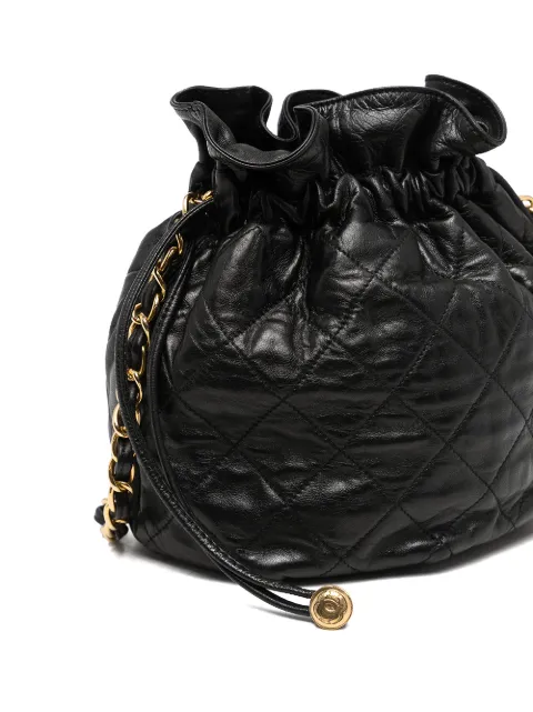 chanel quilted drawstring bag