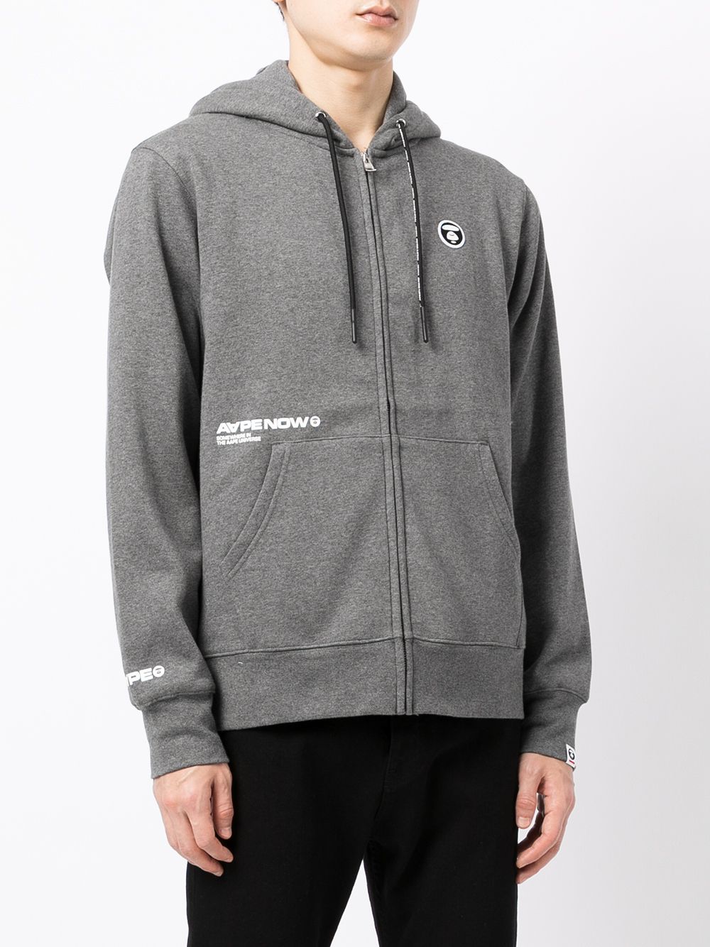 Aape By A Bathing Ape Logo-print Zip-up Hoodie In Grey | ModeSens