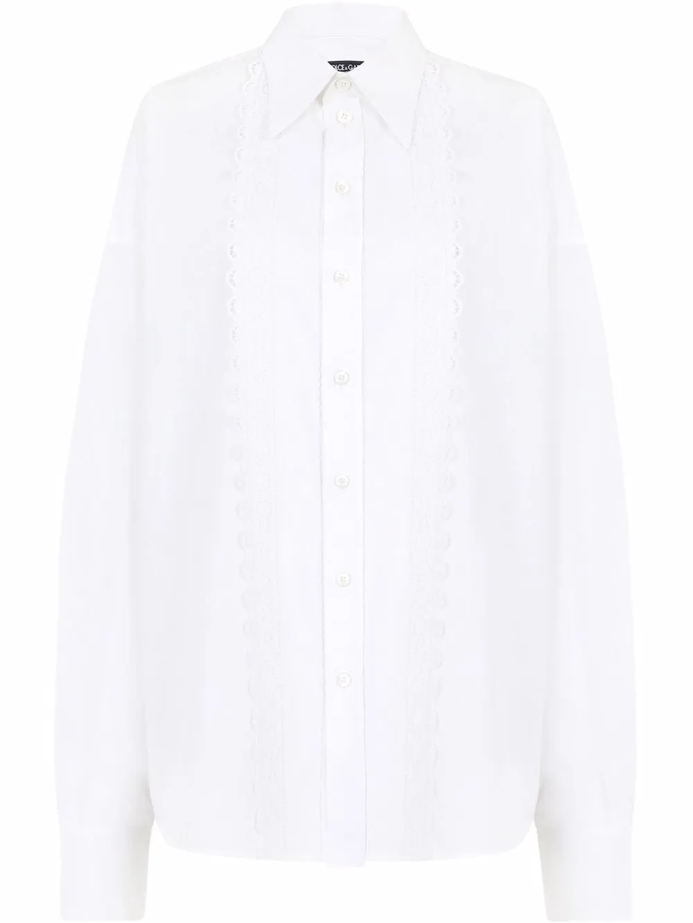 Dolce & Gabbana Lace-trim Longline Shirt In White