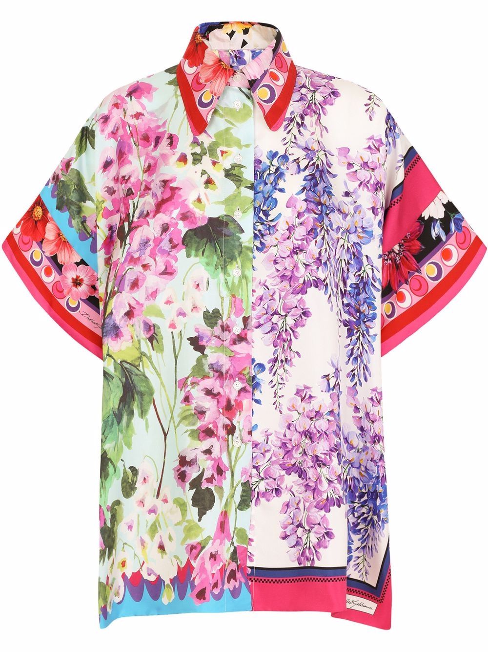 фото Dolce & gabbana шелковая рубашка с цветочным принтом