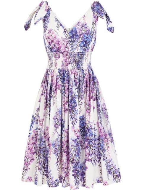 Dolce & Gabbana Wisteria-print poplin midi dress