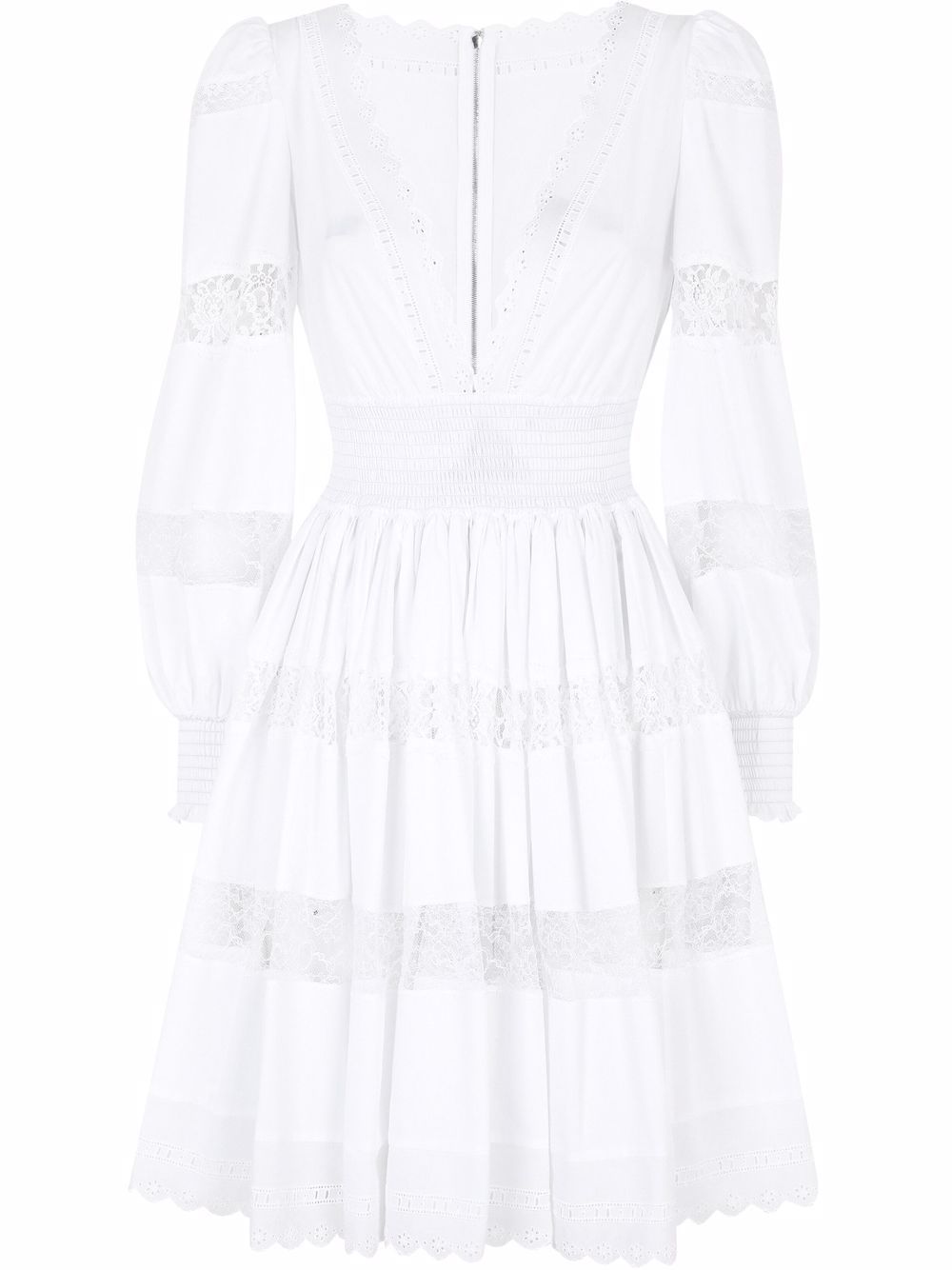 

Dolce & Gabbana lace-panel long-sleeve dress - White